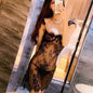 Ultra thin transparent black lace dress night suspender skirt