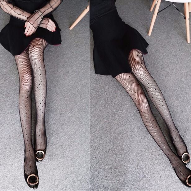 Hollow Out Star Thin Pantyhose Beautiful Leg Thin Black Silk Stockings