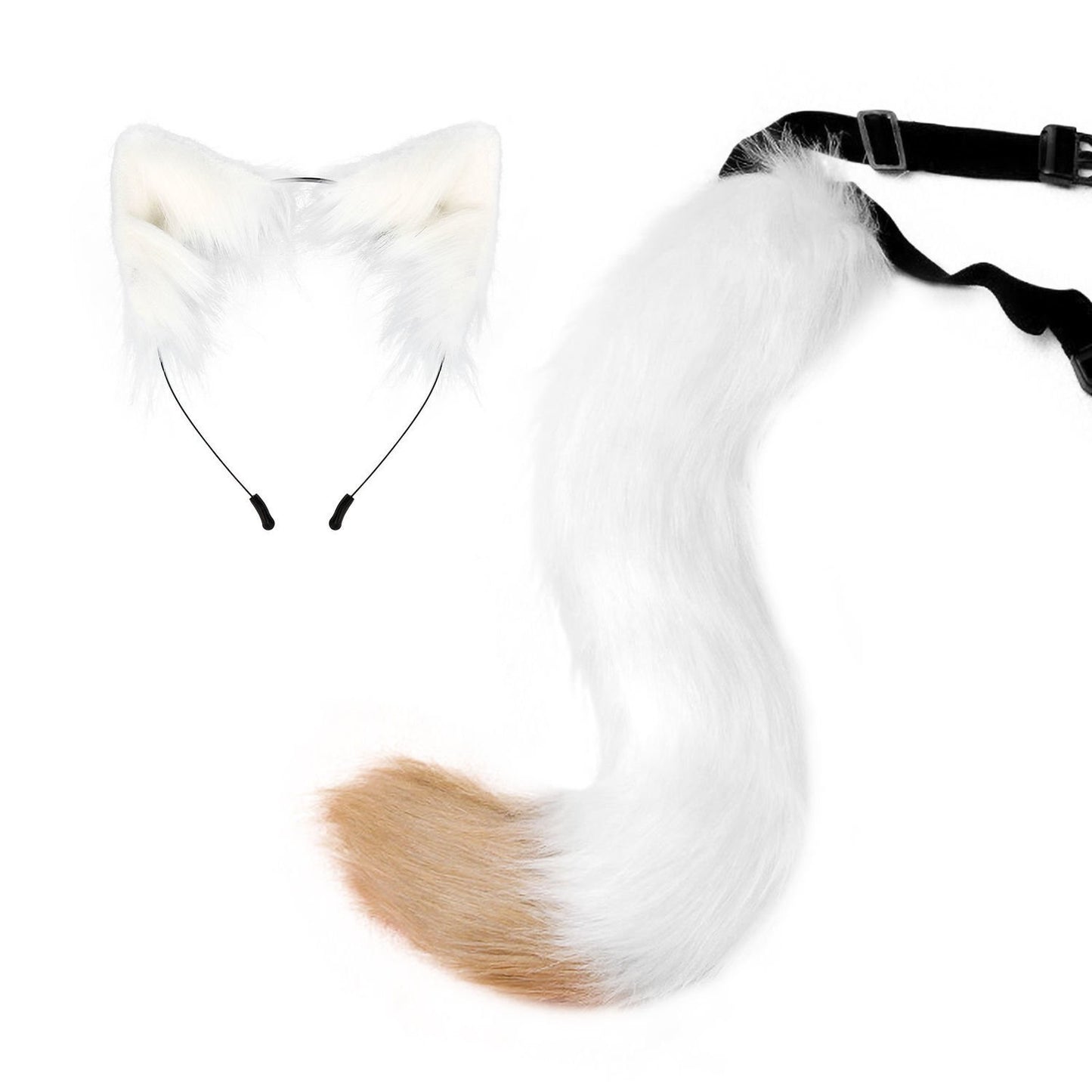 Halloween Party Cute Soft Cute Fox Tail Plush Adjustable Beast Ears Headband COS Props