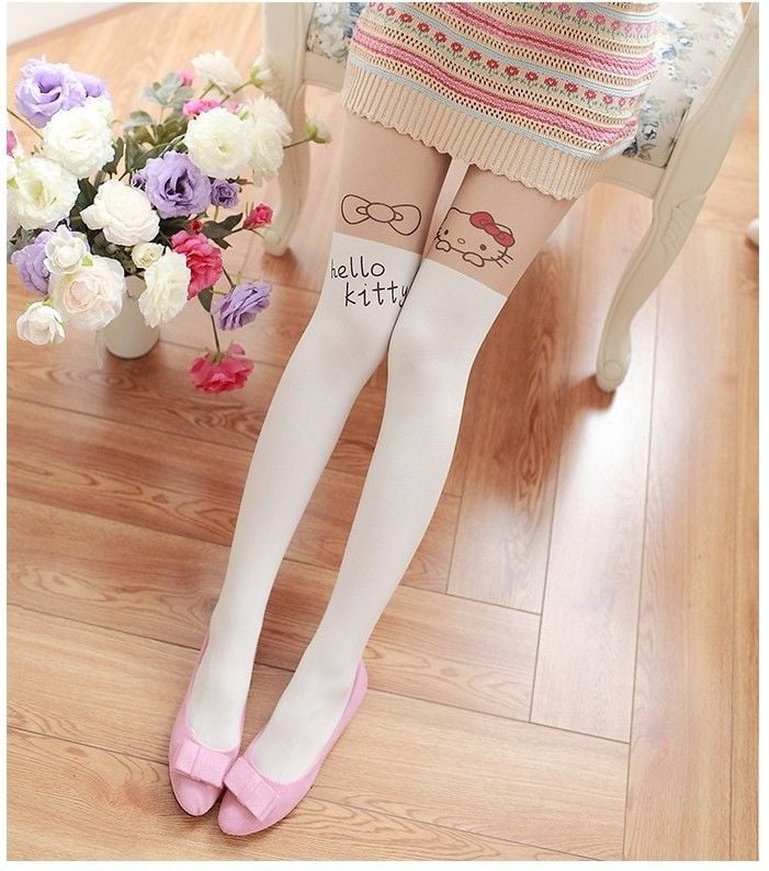 Cute Cat Stitching Stockings Thin Fake High Tube Pantyhose Sexy Over-the-knee Stockings