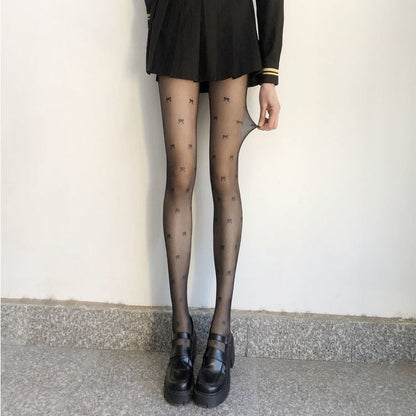 Bow Sexy Black Stockings Jk Pantyhose