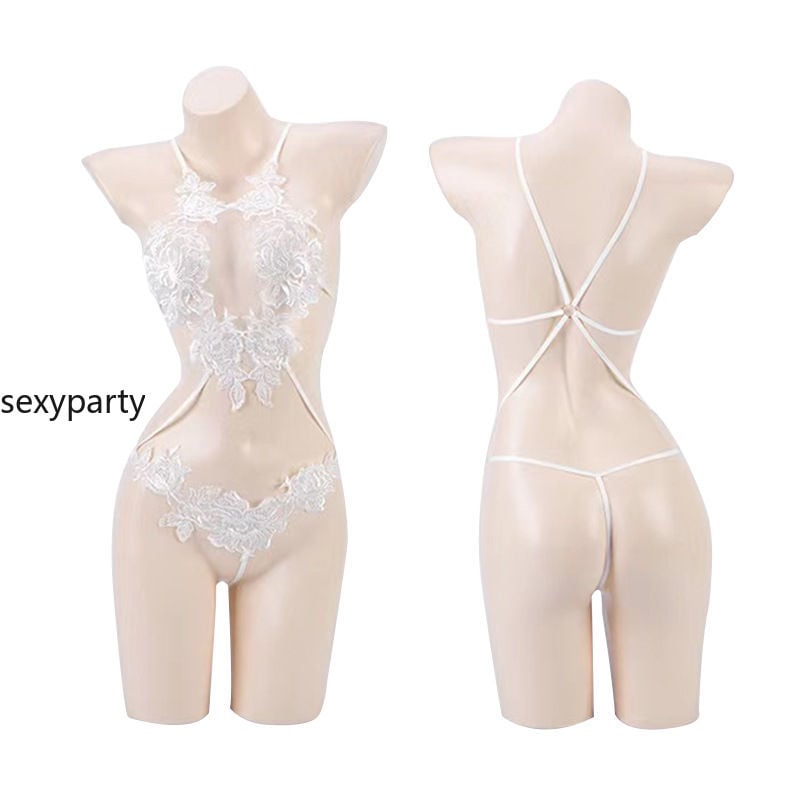 Sexy Perspective jumpsuit Perspective Lace Floating FlowerFun Underwear Set