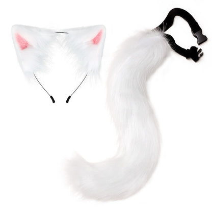 Halloween Party Cute Soft Cute Fox Tail Plush Adjustable Beast Ears Headband COS Props