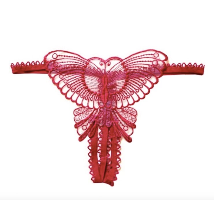 Women's Sexy Butterfly Lace Open Crotch Thongs G-string V-string