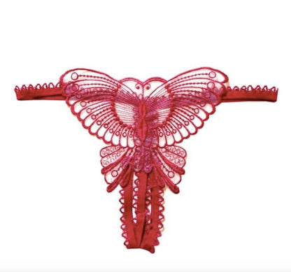 Women's Sexy Butterfly Lace Open Crotch Thongs G-string V-string