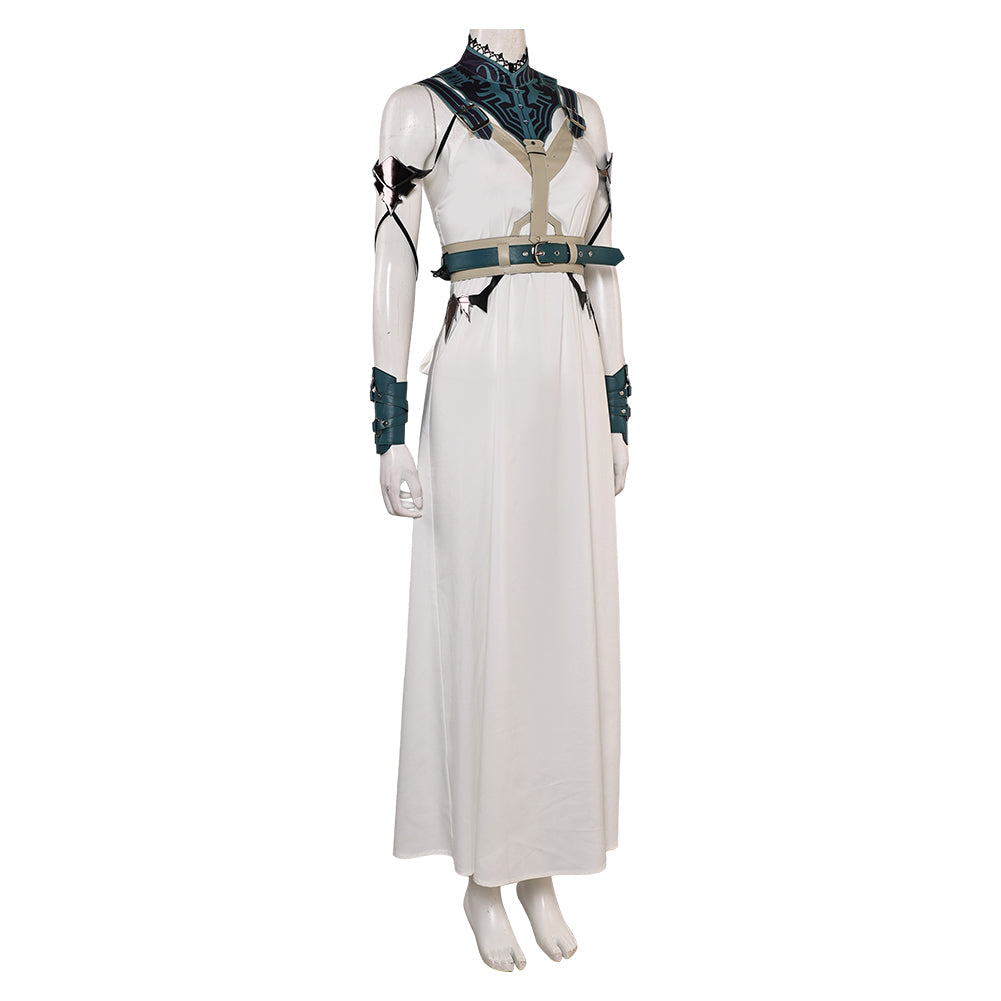 Free Shipping For_inal Fantasy VII Game Aerith Gainsborough Women Dress Set Party Carnival Halloween Cosplay Costume