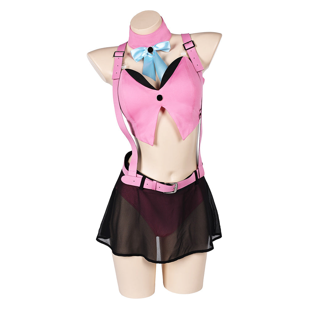 Free Shipping For_inal Fantasy VII Game Aerith Gainsborough Women Pink Sexy Swimsuit Cosplay Costume Original Design