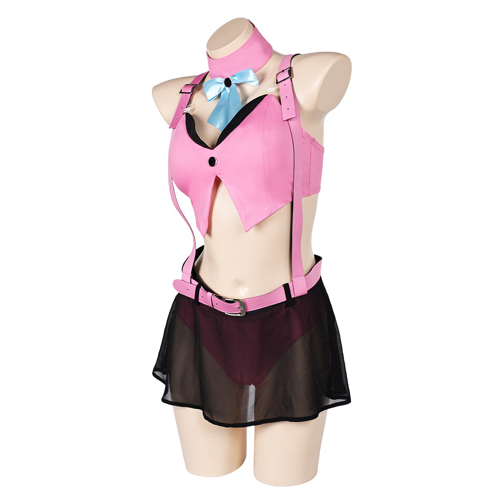 Free Shipping For_inal Fantasy VII Game Aerith Gainsborough Women Pink Sexy Swimsuit Cosplay Costume Original Design