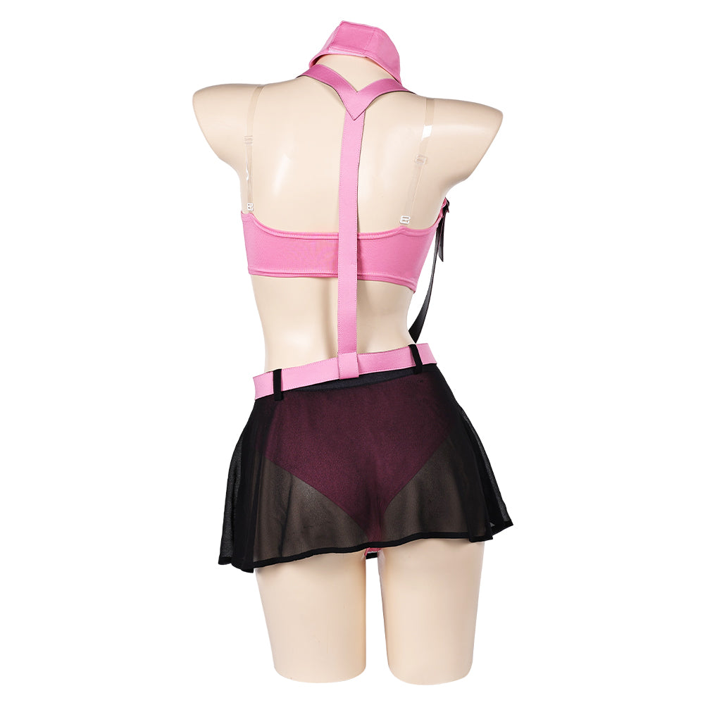 Free Shipping For_inal Fantasy VII Game Aerith Gainsborough Women Pink Sexy Swimsuit Cosplay Costume Original Design