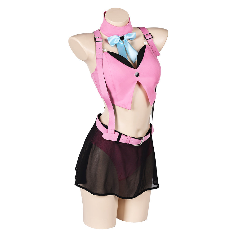 Free Shipping For_inal Fantasy VII Game Aerith Gainsborough Women Pink Sexy Swimsuit Cosplay Costume Original Design