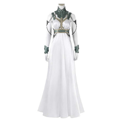 Free Shipping For_inal Fantasy VII Game Aerith Gainsborough Women White Dress Party Carnival Halloween Cosplay Costume