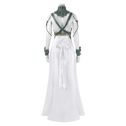 Free Shipping For_inal Fantasy VII Game Aerith Gainsborough Women White Dress Party Carnival Halloween Cosplay Costume