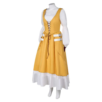 Free Shipping For_inal Fantasy XVI Game Aerith Gainsborough Women Yellow Dress Party Carnival Halloween Cosplay Costume