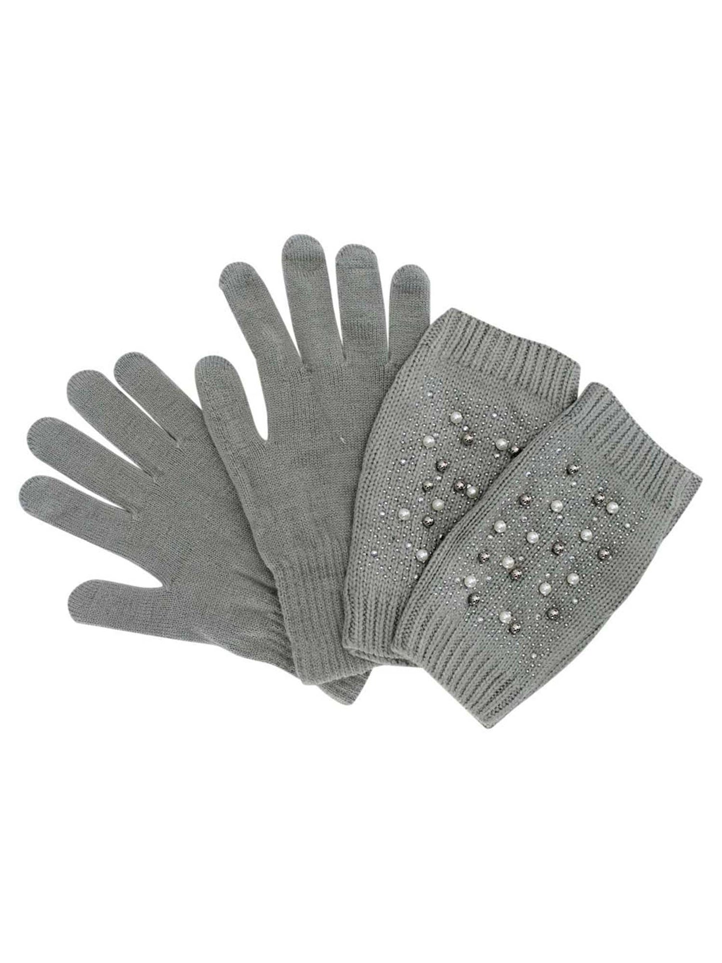 Rhinestone & Pearl Knit Arm Warmers & Gloves