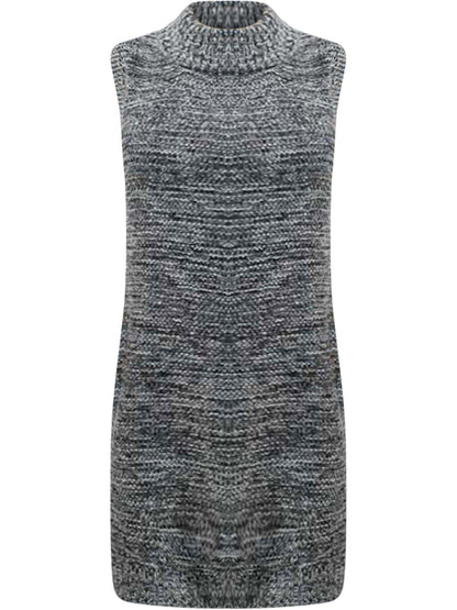 Gray Heathery Sleeveless Knit Sweater Dress