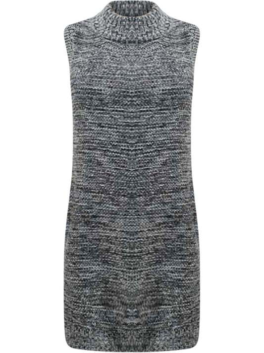 Gray Heathery Sleeveless Knit Sweater Dress