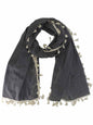 Long Neck Scarf With Contrast Tassel Trim