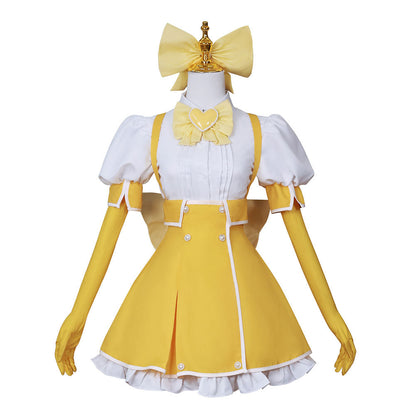 Free Shipping For_ushing over Magical Girls Anime Tenkawa Kaoruko Women Yellow Dress Party Carnival Halloween Cosplay Costume