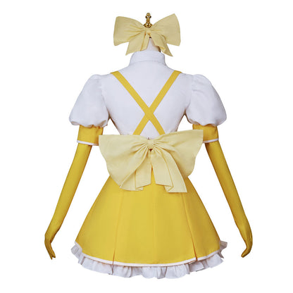 Free Shipping For_ushing over Magical Girls Anime Tenkawa Kaoruko Women Yellow Dress Party Carnival Halloween Cosplay Costume