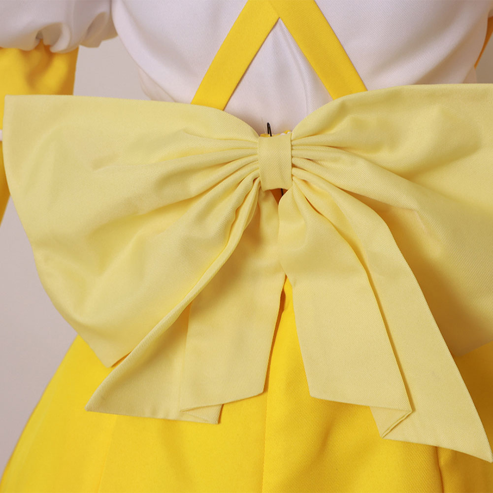 Free Shipping For_ushing over Magical Girls Anime Tenkawa Kaoruko Women Yellow Dress Party Carnival Halloween Cosplay Costume