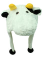 White Cow Face Plush Animal Head Winter Novelty Crazy Hat