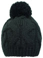 Cable Knit Beanie Cap With Pom Pom