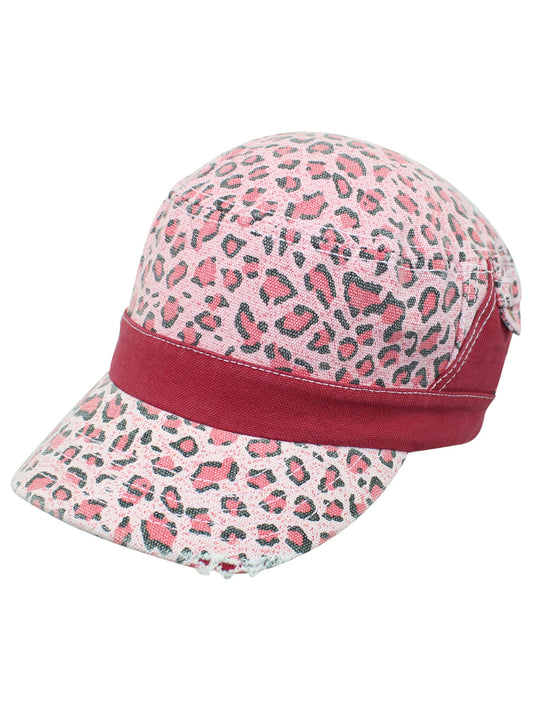 Pink Leopard Animal Print Cotton Cadet Cap