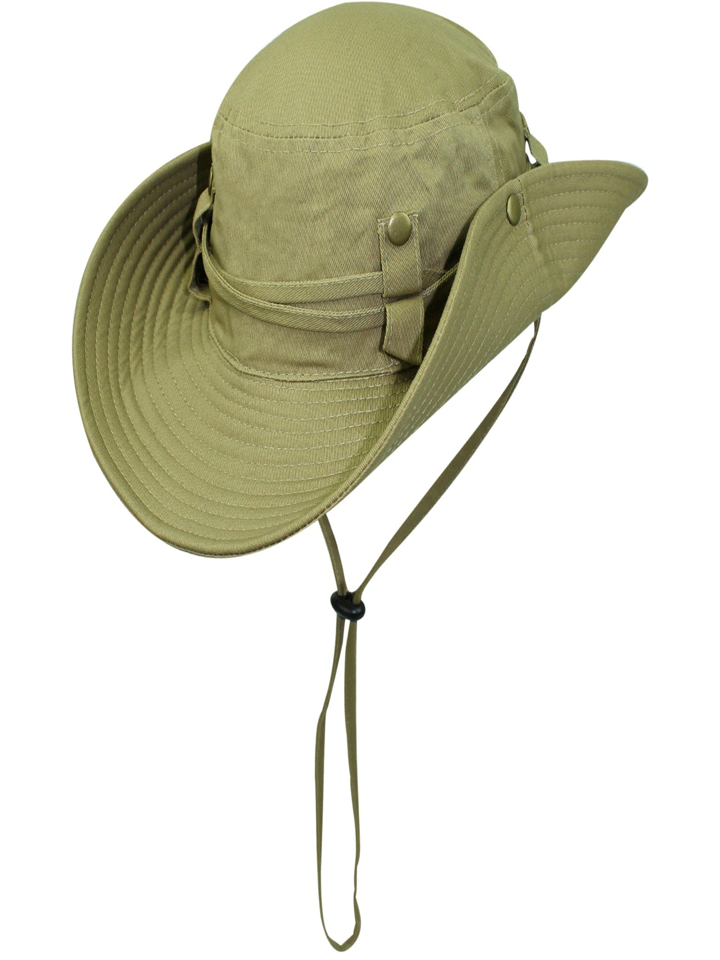 Safari Style Cotton Hat With Chin Cord & Side Snaps