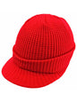 Thermal Ribbed Knit Visor Beanie Cap Hat