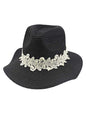 Woven Straw Panama Hat With Lace Hat Band