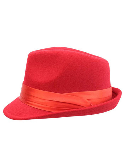 Red Wool Felt Fedora Hat