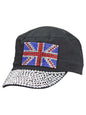 UK Shiny Rhinestone Studded Cadet Cap Hat