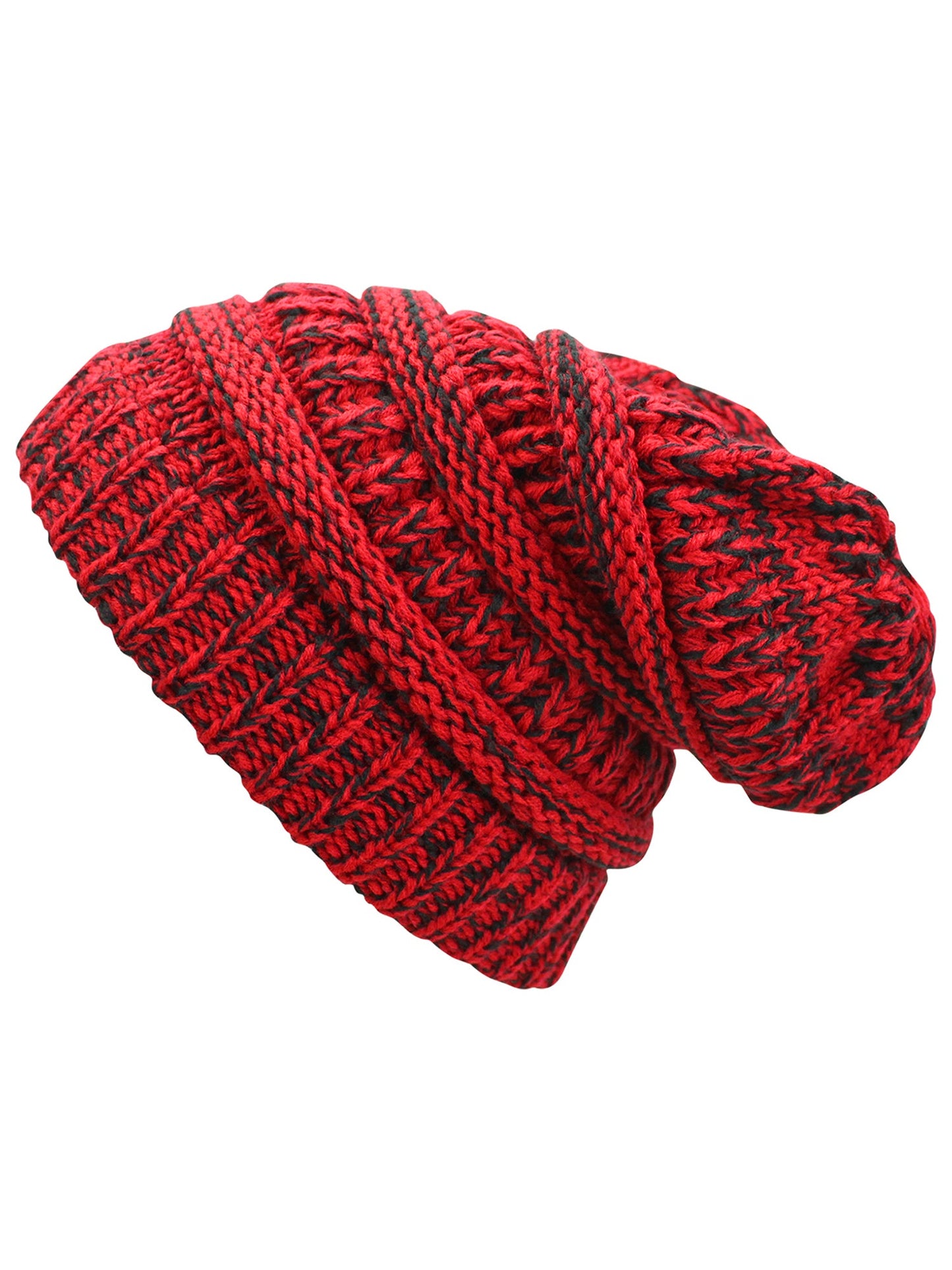 Two Tone Knit Slouchy Unisex Beanie Hat