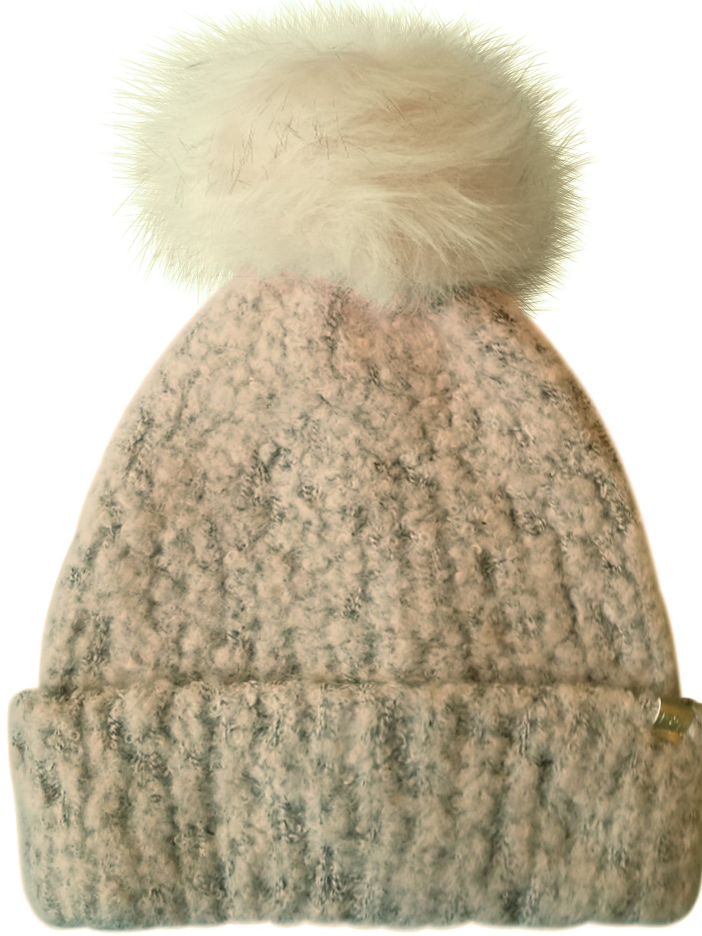 Ultra Plush Knit Slouchy Beanie Hat With Faux Fur Pom Pom