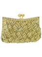 Woven Braid Clutch Purse With Rhinestone Trim