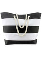 Black & White Wide Stripe Deluxe Oversize Beach Tote Bag