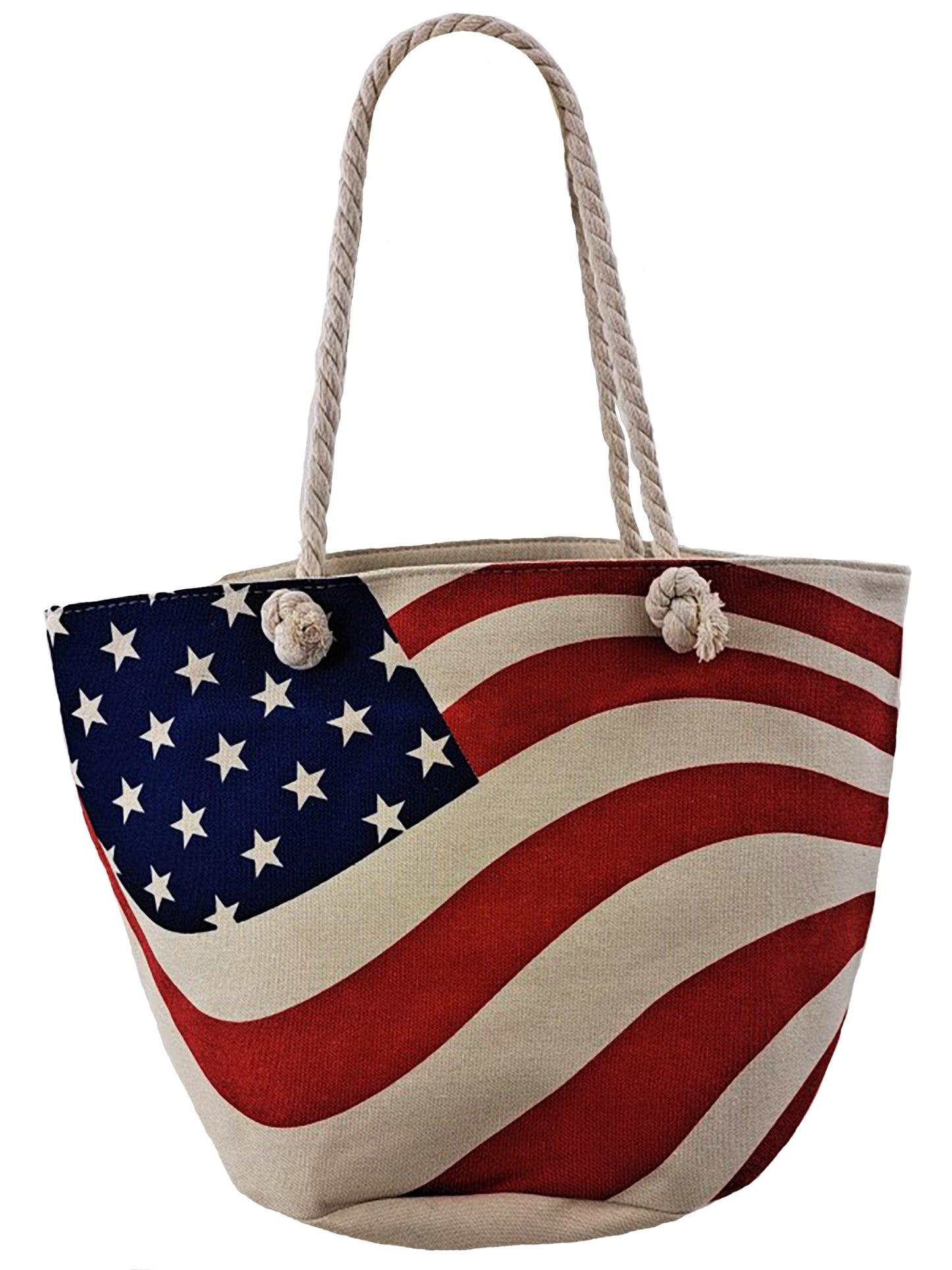 Red White Blue USA Flag Patriotic Beach Canvas Tote Bag