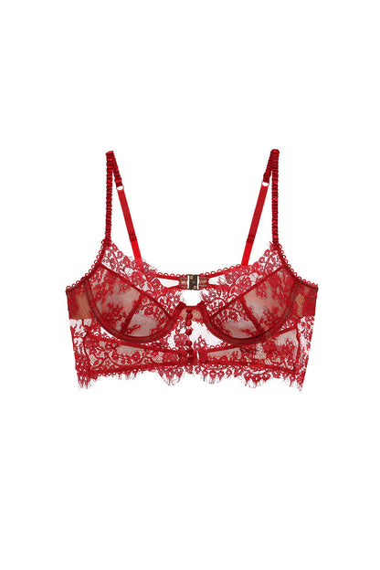 Free Shipping For Red Guipure Lace Corset Tops Lingerie Bra