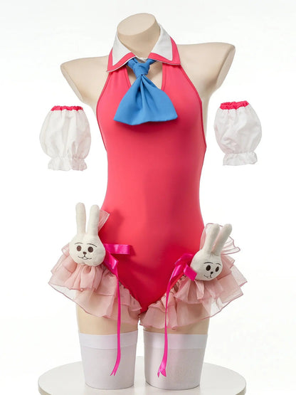 Free Shipping For 'hoshi no eye' Anime Girl Bunny Pink Bodysuit