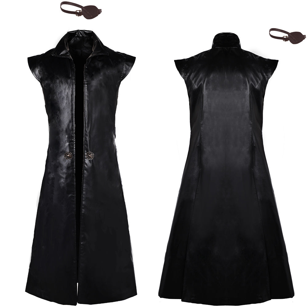 Free Shipping For_ouse of the Dragon TV Aemond Targaryen Black Cloak With Blindfold Party Carnival Halloween Cosplay Costume