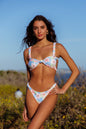 Free Shipping For Blue Floral Print Bandeau Bikini Set