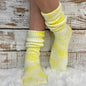 MINI  organic crew socks women - Tie dye yellow