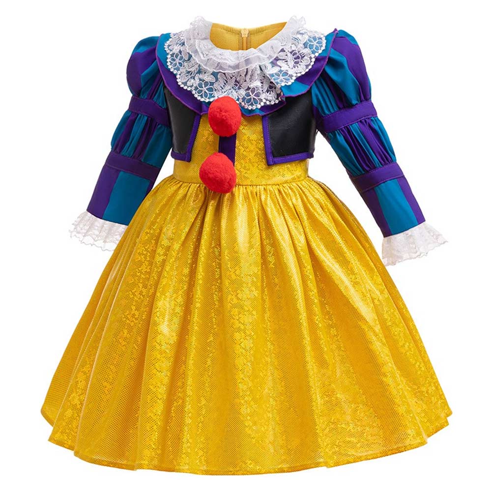 Free Shipping For_T Movie Pennywise Kids Children Yellow Dress Party Carnival Halloween Cosplay Costume