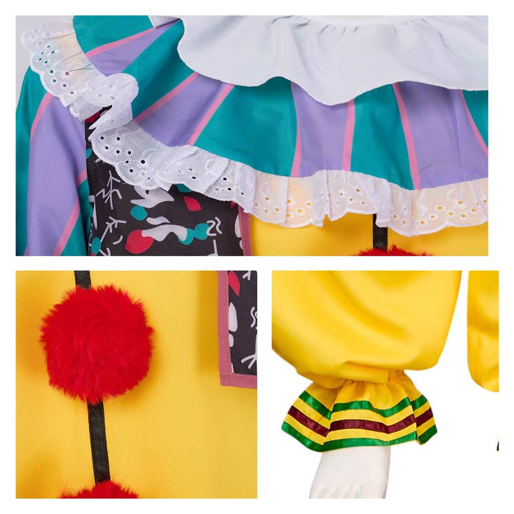 Free Shipping For_t Movie Pennywise Yellow Jumpsuit Party Carnival Halloween Cosplay Costume