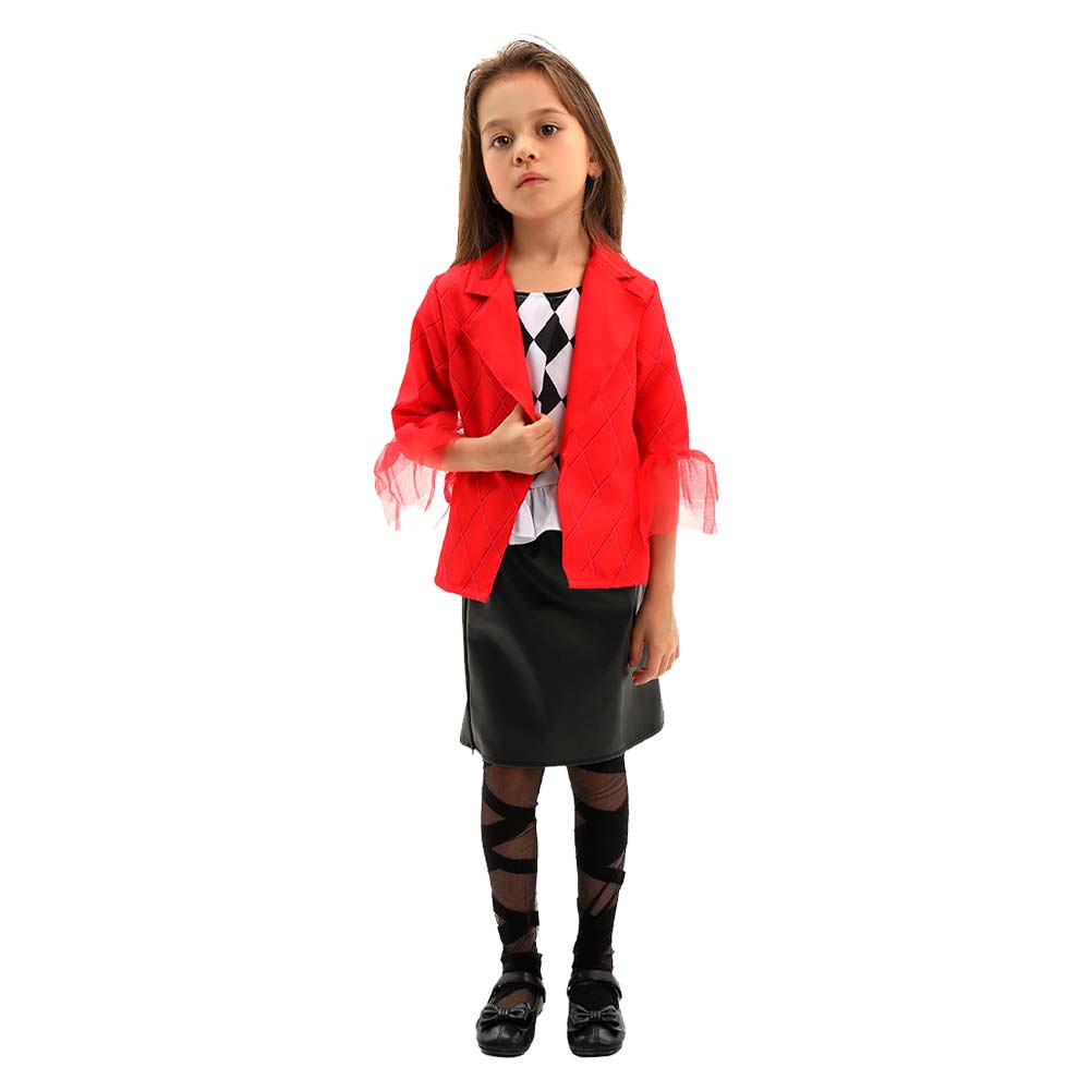 Free Shipping For_oker: Folie _ Deux (2024) Movie Harley Quinn Kids Children Red Suit Party Carnival Halloween Cosplay Costume