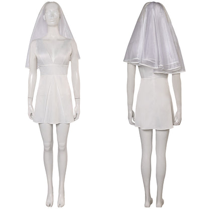 Free Shipping For_oker: Folie _ Deux (2024) Movie Harley Quinn Women White Dress With Veil Cosplay Costume