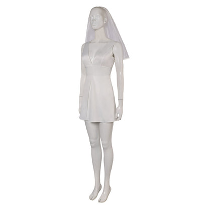 Free Shipping For_oker: Folie _ Deux (2024) Movie Harley Quinn Women White Dress With Veil Cosplay Costume