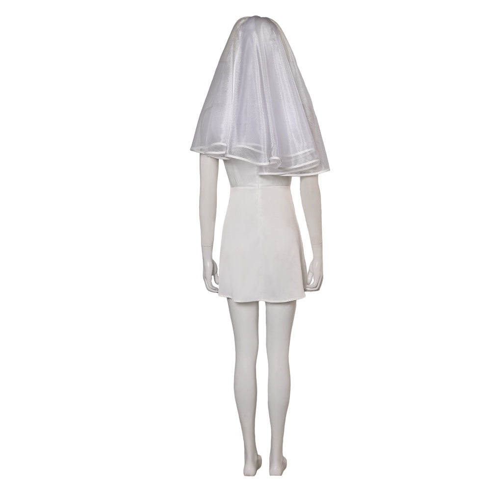 Free Shipping For_oker: Folie _ Deux (2024) Movie Harley Quinn Women White Dress With Veil Cosplay Costume