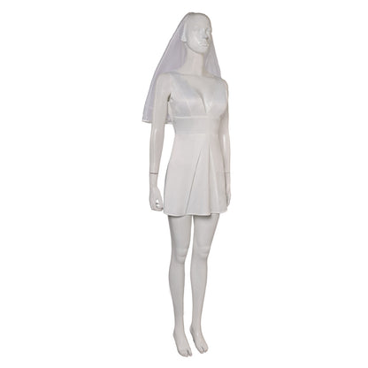 Free Shipping For_oker: Folie _ Deux (2024) Movie Harley Quinn Women White Dress With Veil Cosplay Costume