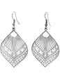 Etched Laser Cut Tear Drop Filigree Dangling Lightweight Earrings